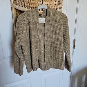 Rylee + Cru Green Knit Jacket With Pom Hoodie